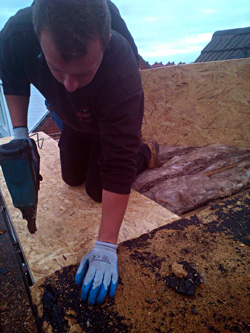 Screwing down OSB boards